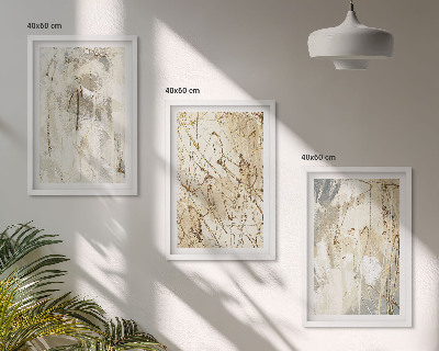 Gerahmtes bilderset Abstrakte Muster in Beige und Grau