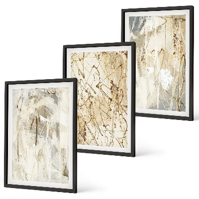 Gerahmtes bilderset Abstrakte Muster in Beige und Grau