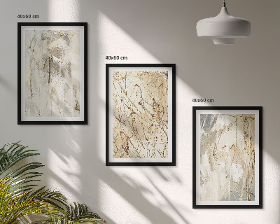 Gerahmtes bilderset Abstrakte Muster in Beige und Grau