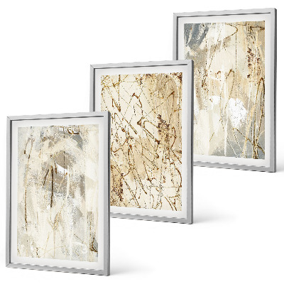 Gerahmtes bilderset Abstrakte Muster in Beige und Grau