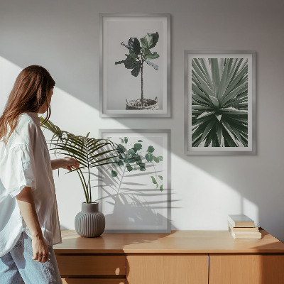 Bilder-3er-set mit rahmen Minimalismus mit grünen Pflanzen