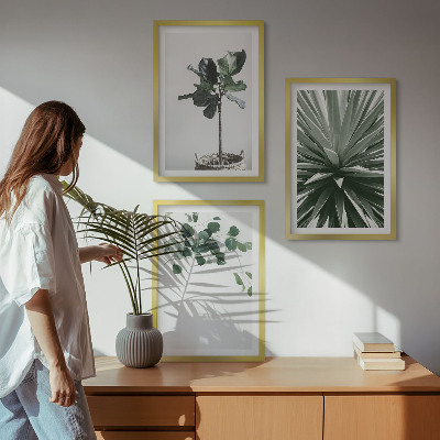 Bilder-3er-set mit rahmen Minimalismus mit grünen Pflanzen
