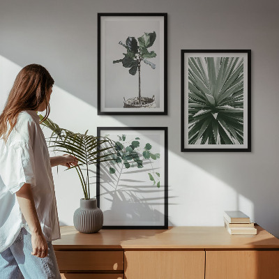 Bilder-3er-set mit rahmen Minimalismus mit grünen Pflanzen