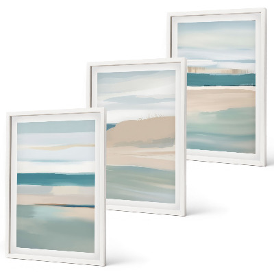 Bilder-3er-set mit rahmen Abstrakte blaue Landschaften