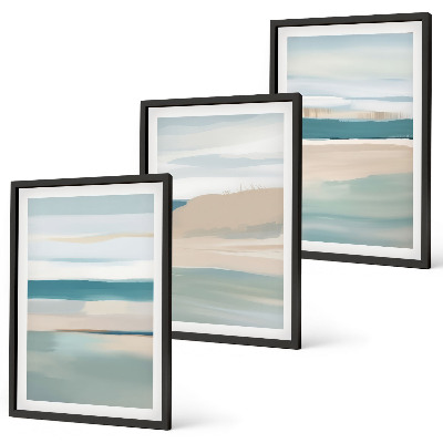 Bilder-3er-set mit rahmen Abstrakte blaue Landschaften