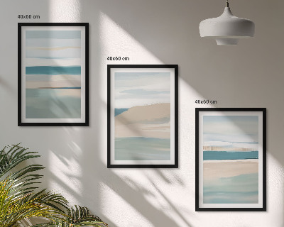 Bilder-3er-set mit rahmen Abstrakte blaue Landschaften