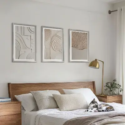 Gerahmtes Bilderset abstrakte Muster in Beige und Weiß