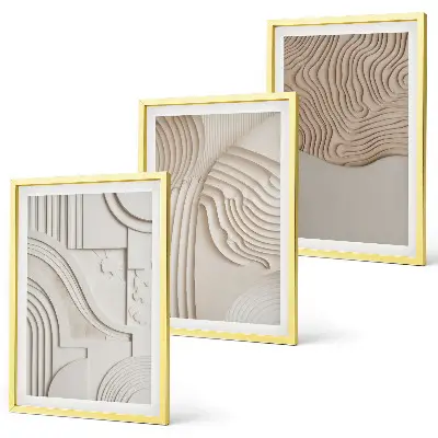 Gerahmtes Bilderset abstrakte Muster in Beige und Weiß