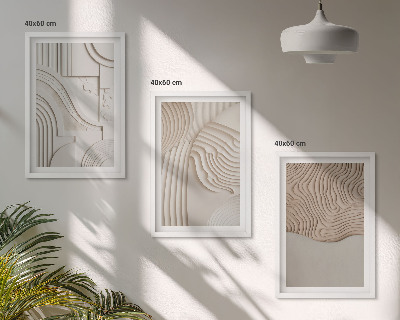 Gerahmtes bilderset Abstrakte Muster beige weiß