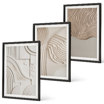 Gerahmtes bilderset Abstrakte Muster beige weiß