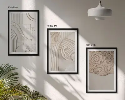 Gerahmtes Bilderset abstrakte Muster in Beige und Weiß