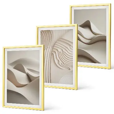 Abstrakte beige Wellen 3er-Set Bilder mit Rahmen
