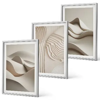 Abstrakte beige Wellen 3er-Set Bilder mit Rahmen