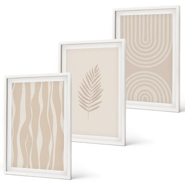 Gerahmtes bilderset Beige Pflanzenmuster