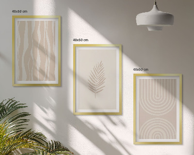 Gerahmtes bilderset Beige Pflanzenmuster