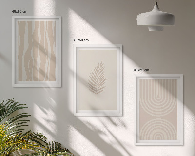 Gerahmtes bilderset Beige Pflanzenmuster