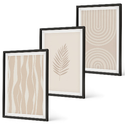 Gerahmtes bilderset Beige Pflanzenmuster