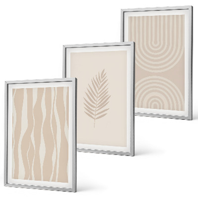 Gerahmtes bilderset Beige Pflanzenmuster