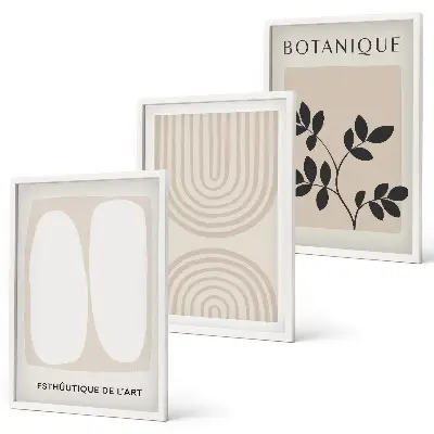 Boho-Pflanzenposter 3er-Set mit Rahmen