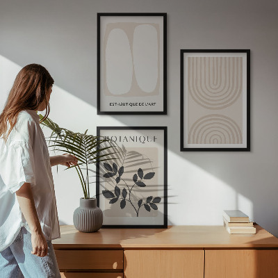 Bilder-3er-set mit rahmen Boho-Pflanzenposter