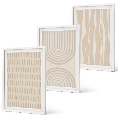 Bilder-3er-set mit rahmen Abstrakte beige Muster