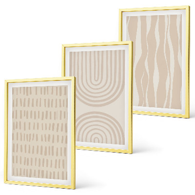 Bilder-3er-set mit rahmen Abstrakte beige Muster