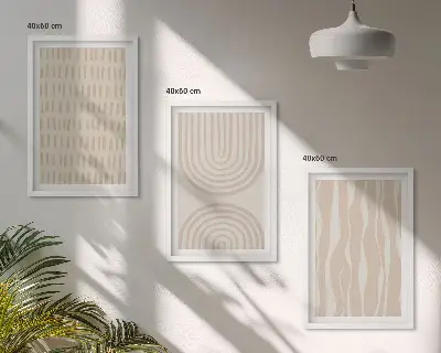 Abstrakte beige Muster Bilder-3er-Set mit Rahmen