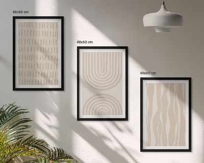 Bilder-3er-set mit rahmen Abstrakte beige Muster