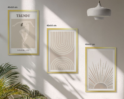 Bilder-3er-set mit rahmen Abstrakte Poster im Boho-Stil in Pastellfarben