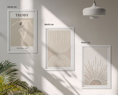 Bilder-3er-set mit rahmen Abstrakte Poster im Boho-Stil in Pastellfarben