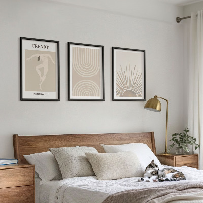 Bilder-3er-set mit rahmen Abstrakte Poster im Boho-Stil in Pastellfarben