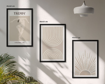 Bilder-3er-set mit rahmen Abstrakte Poster im Boho-Stil in Pastellfarben