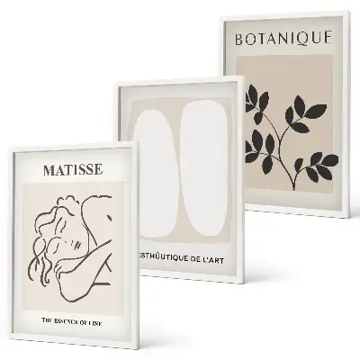 Gerahmtes Bilderset im Stil von Matisse mit Pflanzenmotiven