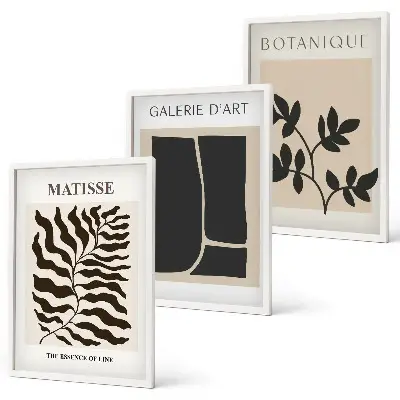 Minimalistische Pflanzenposter als 3er-Set mit Rahmen