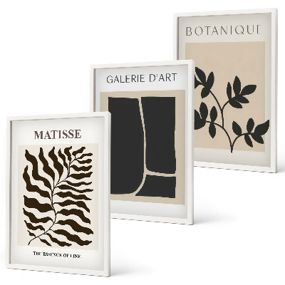 Bilder-3er-set mit rahmen Minimalistische Pflanzenposter