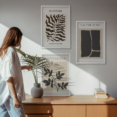 Bilder-3er-set mit rahmen Minimalistische Pflanzenposter