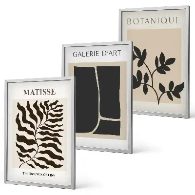 Minimalistische Pflanzenposter als 3er-Set mit Rahmen