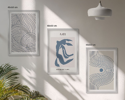 Bilder-3er-set mit rahmen Abstrakte blaue Linien
