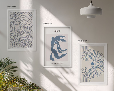 Bilder-3er-set mit rahmen Abstrakte blaue Linien