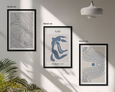 Bilder-3er-set mit rahmen Abstrakte blaue Linien
