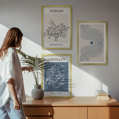 Gerahmtes bilderset abstrakte Poster mit Blumenlinien