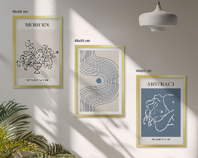 Gerahmtes bilderset abstrakte Poster mit Blumenlinien