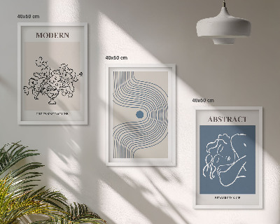 Gerahmtes bilderset abstrakte Poster mit Blumenlinien