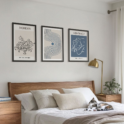 Gerahmtes bilderset abstrakte Poster mit Blumenlinien