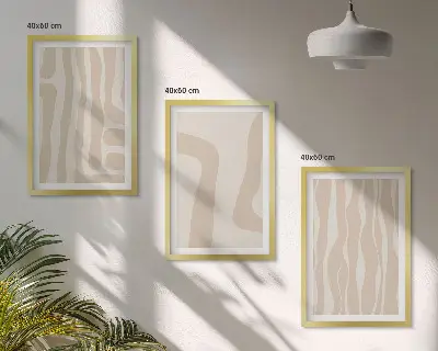 Abstrakte Boho-Muster 3er-Set Bilder mit Rahmen