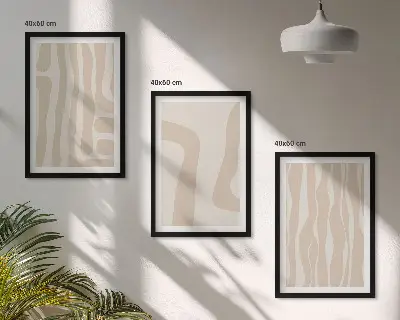Abstrakte Boho-Muster 3er-Set Bilder mit Rahmen