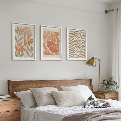 Gerahmtes bilderset Abstrakte Pastellblumen