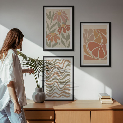 Gerahmtes bilderset Abstrakte Pastellblumen