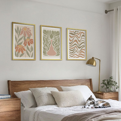 Bilder-3er-set mit rahmen Abstrakte Pastellblumen