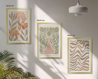 Bilder-3er-set mit rahmen Abstrakte Pastellblumen